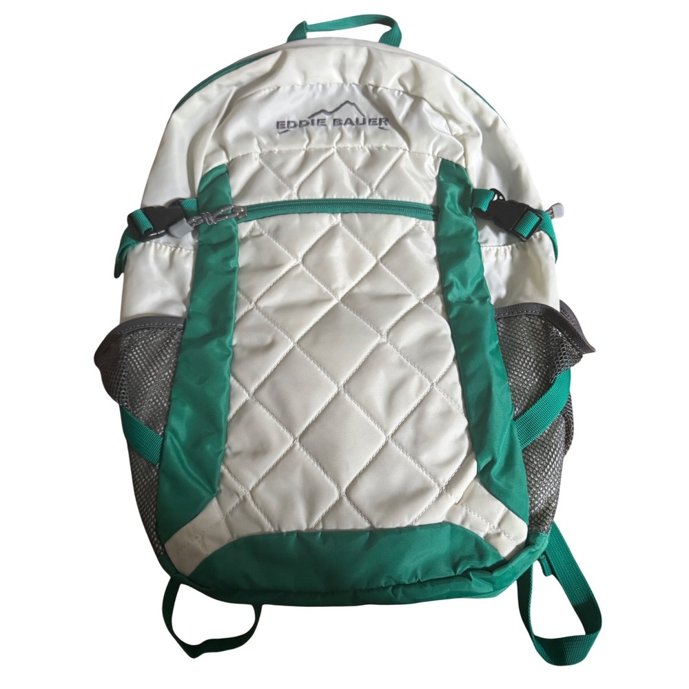 Eddie Bauer Adventure Backpack  Daypack White‎ Green Gray Mesh Black NWOT